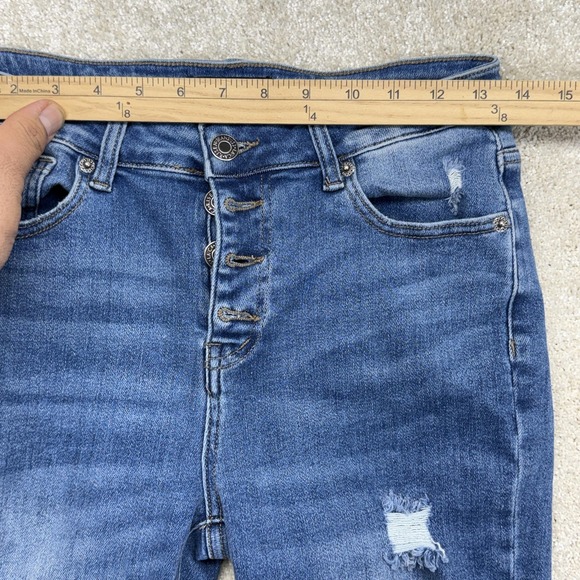 Risen Jeans Jeans Womens 5/27 Blue High Rise Distressed Button Fly Skinny Denim - Picture 8 of 14